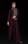 Maroon Front Closed Abaya