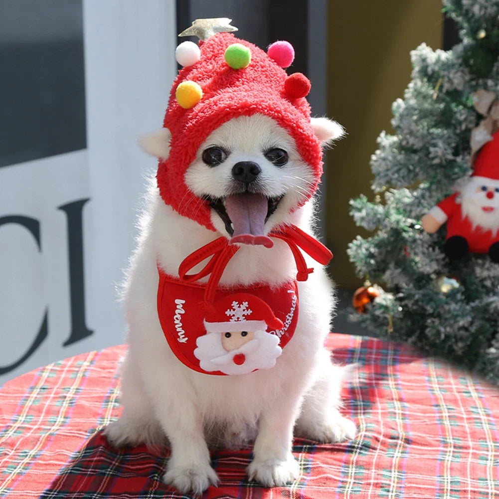 Adorable Pet Christmas Tree Pom-Pom Hat